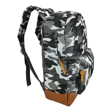 Mochila Camuflada Escolar Yin's Cinza 45x30x12cm