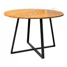 Mesa Redonda De Comedor Madera Muebles Hierro - Horacio Home