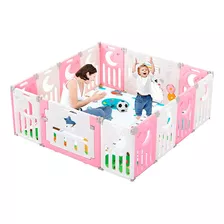 Corral Bebe Multiformas Plastico 12+2 Plegable Rosado