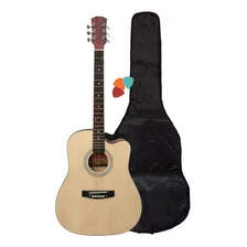 Guitarra Acustica Cuerdas De Acero + Puas + Funda 