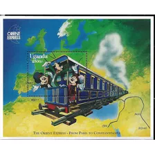 #19172 Estampilla Disney Uganda Mickey Tren Orient Express