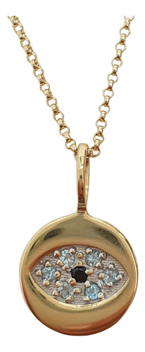 Pingente Vivara Olho Grego Ouro 18k Topázios E Safira Azul Amarelo