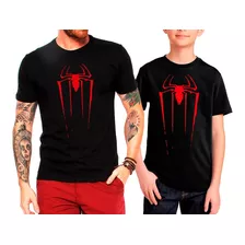 Kit Camiseta Pai E Filho Homem Aranha Spider Man 100% Algodã
