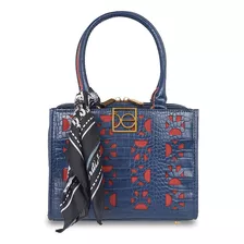 Bolsa Cloe Satchel Para Mujer Herraje Color Oro Avejentado Color Azul