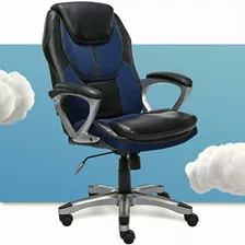 Serta - Office Chair Faux Leather And Mesh Black/blue