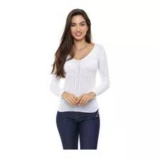 Blusa Tricot Feminina Manga Longa Trançada Varias Cores