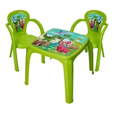 Mesa Infantil Usual Util Decorada Com Desenhos Divertido Cor Verde Dino