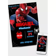 Convite Digital Aniversário Homem Aranha Envio Imediato 