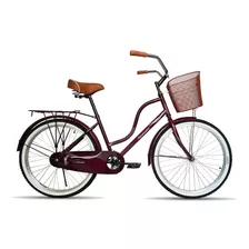 Bicicleta Urbana Femenina Black Panther Urbana Santorini 2021 R24 1v Freno Contrapedal Color Rojo Vino Con Pie De Apoyo