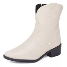 Bota Country Feminina Bico Fino Prateado Original Dubuy