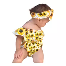 Body Bebê De Menina Infantil Mesversário Girassol Amarelo 