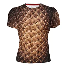 Playera Sublimada Full Print Piel Serpiente Cafe