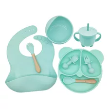 Set Alimentación Bebe Vajilla Silicona Comida Bpa Free