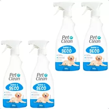 Kit Com 4 Banho A Seco Cães E Gatos Spray Pet Clean 500ml