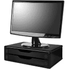 Suporte Para Monitor Souza 2 Gavetas Black Piano Preto