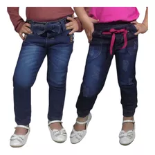 Kit 2 Calça Jeans Infantil Feminino 1/2/3/4/6/8 Anos 