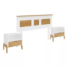 Combo Respaldo Y Mesas De Luz Línea Melilla - Mdp - Madera Color Blanco/madera