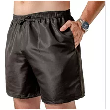 Shorts Bermuda Tactel Liso Praia 3 Opções De Cores