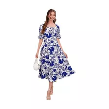 Vestido Con Estampado Floral Azul Talla L Con Envío Gratis