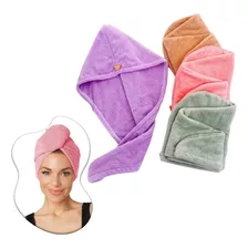 Kit 4 Touca Toalha Turbante De Secar Cabelo Rápido Pós Banho