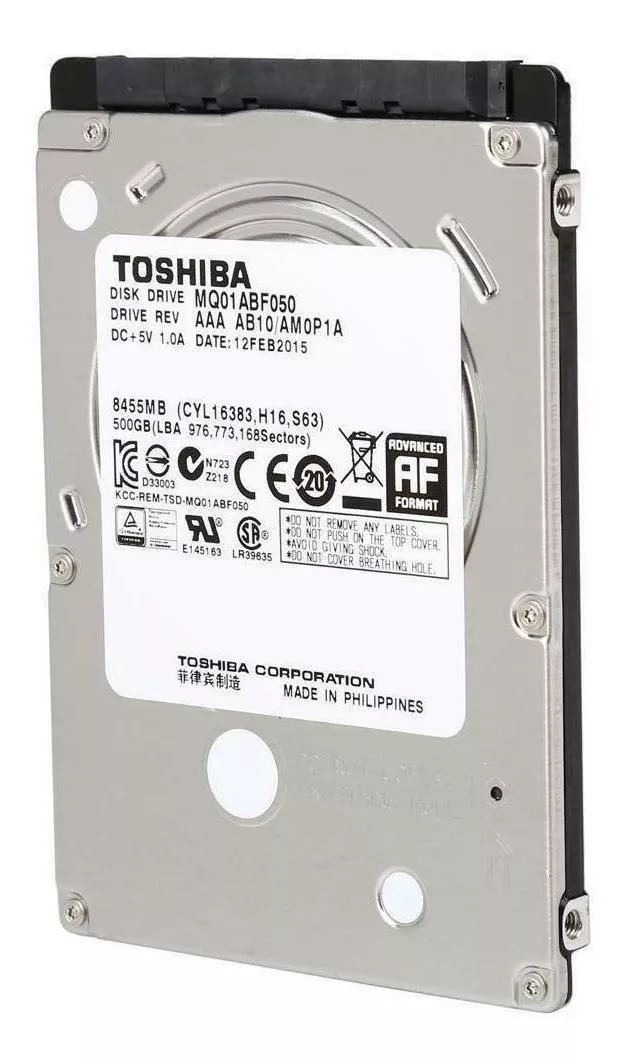 Disco Rígido Interno Toshiba Mq01abf Series Mq01abf050 500gb Prata E Preto