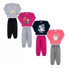 Kit 4 Conjunto Infantil Menina Inverno Roupa Moletom Atacado