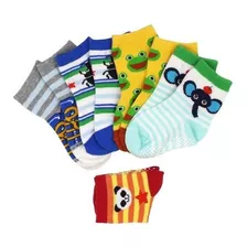 Kit 6 Pares Meia Infantil Menino Antiderrapante 0 A 8 Anos