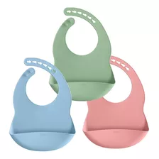 Babador Impermeável De Silicone Com Bolso Cata Migalhas Bebê