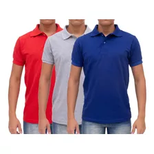 Camiseta Polo Kit 3 - P Ao Gg - Frete Grátis - Várias Cores