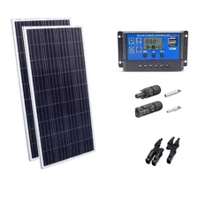 Kit 2xpainel Placa Energia Solar 150w Controlador30a Mc4