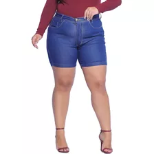 Short Jeans Moda Maior Feminino Cintura Alta Com Elastano