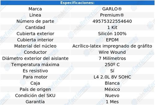 Kit Cables Bujias Tredia 2.0l 8v 84 Al 88 Garlo Premium Foto 2