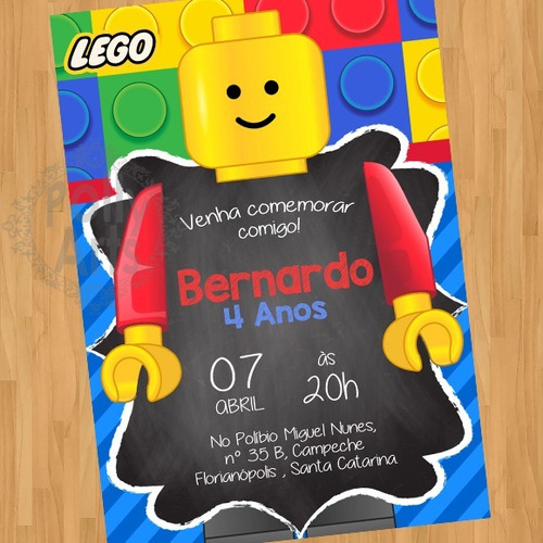 Arte Convite Digital Virtual Lego Bloquinhos Brinquedo