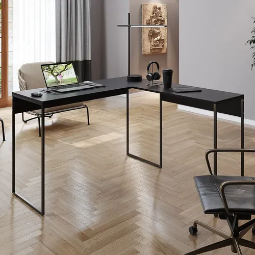 Mesa De Escritório Em L Home Office Start 118x90cm Preto Preto