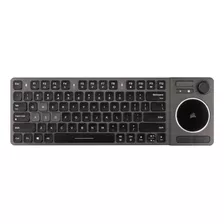 Teclado Gamer Bluetooth Corsair K83 Qwerty Español Color Negro Y Gris Con Luz Blanca