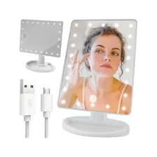 Espejo Maquillaje Tactil Luz 16 Led 3 Modos Usb