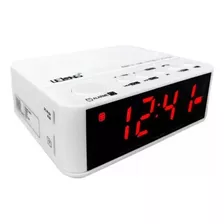 Radio Relógio Despertador Digital Alarme Bluetooth Fm Cor Branco
