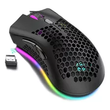 Mouse Attoe Gamer Ultraligero Inalambrico Usb Rgb Negro