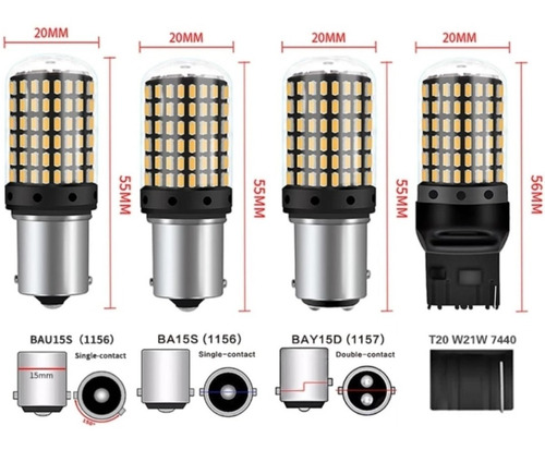 Foco Led 1156/t20/t25 mbar/blanco/rojo Premium Par Ic Foto 2