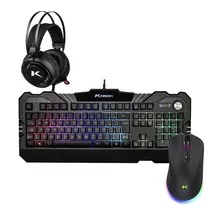 Kit Gamer Mouse Sem Fio Teclado Semi Mecanico E Headset Rgb Cor Do Teclado Preto