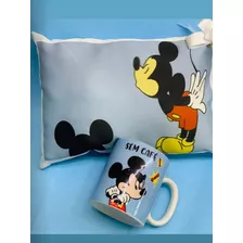 Kit 2 Itens Personalizado Caneca E Almofada Mickey Café 