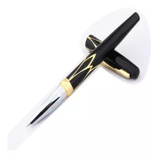 Pluma Fuente Marca Hero Modelo 3019 Negra Con Vivos Dorados