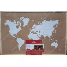 Quadro De Aviso Cortiça Mapa Mundi Decoração Para Parede