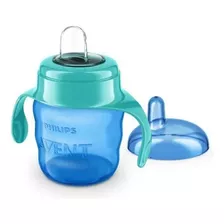 Copo Treinamento Avent 200ml +6m C/ Alças Bico Silicone Azul