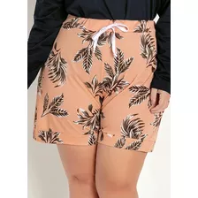 Short Folhagem Com Amarração Plus Size