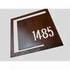 Placa Em Aço Corten Com Números Vazados