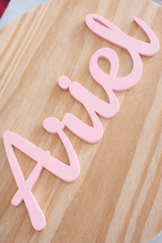 Enfeite Nome Personalizado Mdf Decorativo Infantil Rosa 60cm