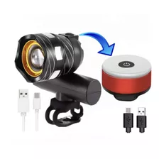 Kit Profissional Farol Bicicleta Recarregavel De Ate 15000lm