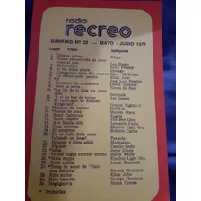 Consulta Musical Radio Recreo Ranking N°32 Mayo 1977(c20-1