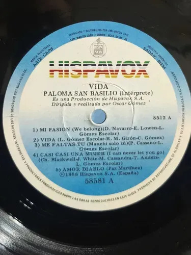 Paloma San Basilio - Vida - vinilo 1988